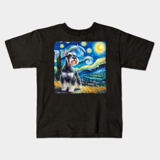 Starry Miniature Schnauzer Dog Portrait - Pet Portrait Kids T-Shirt
